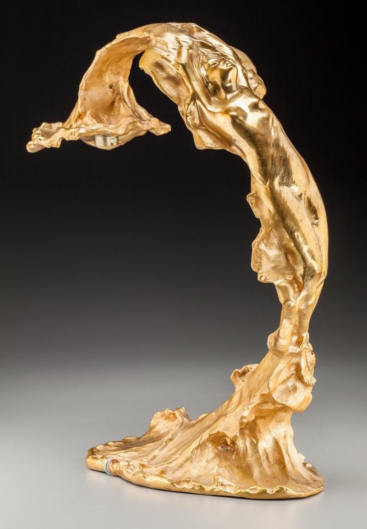 Alphonse (1775) Giroux comparable auction result: art nouveau gilt bronze figural table lamp after fran o