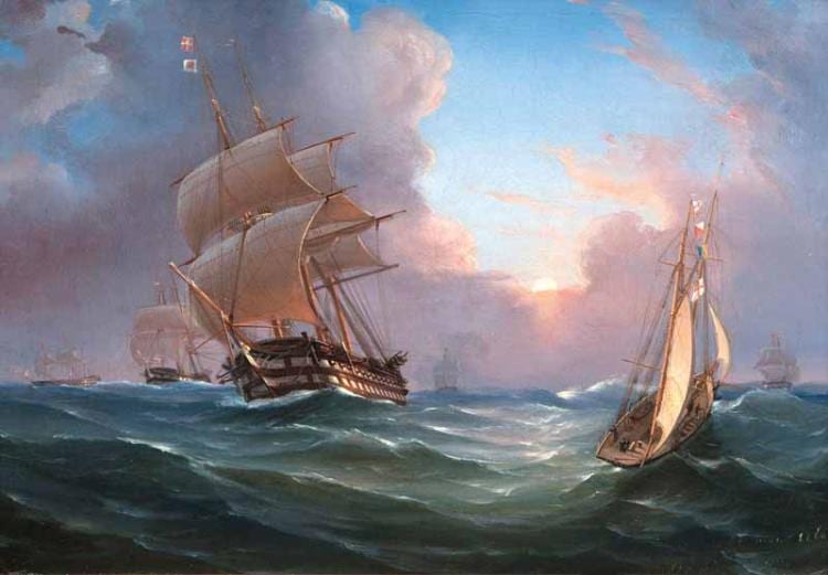 A. DeSimone comparable auction result: ships of the line in manoeuvre