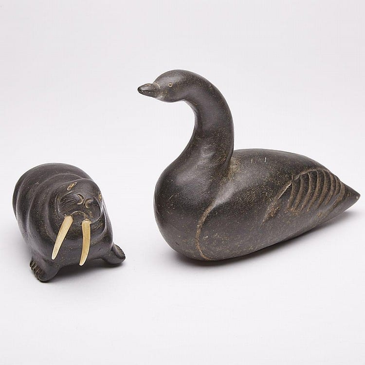 Daniel Inukpuk comparable auction result: daniel inukpuk 1942 goose stone 3 x 5 75 x 3 7 6 x 14 6 x 7 6 cm