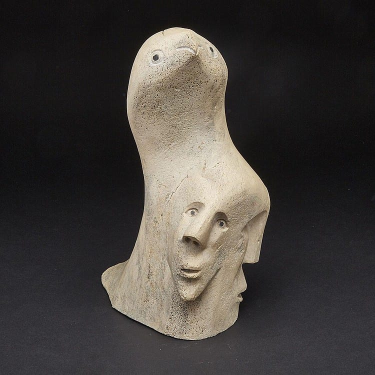 Samuel Nahaulaituq comparable auction result: samuel nahaulaituq 1923 1999 shaman calling spirits and bird bone with black inset 13 25 x 10 5 x 7 25 33 7 x 26 7 x 18 4 cm