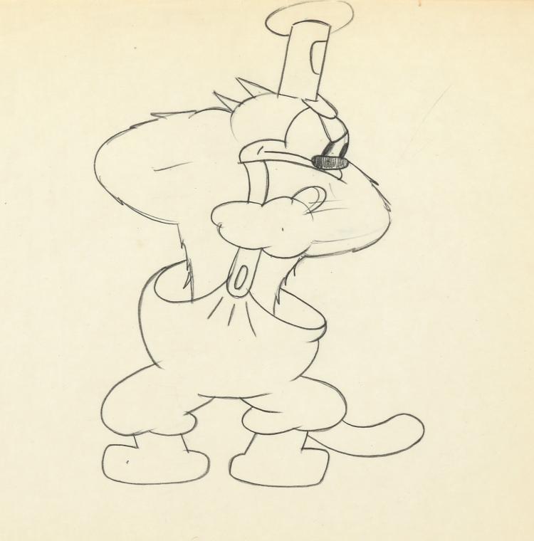 Ub Iwerks comparable auction result: ub iwerks pete production drawing from steamboat willie