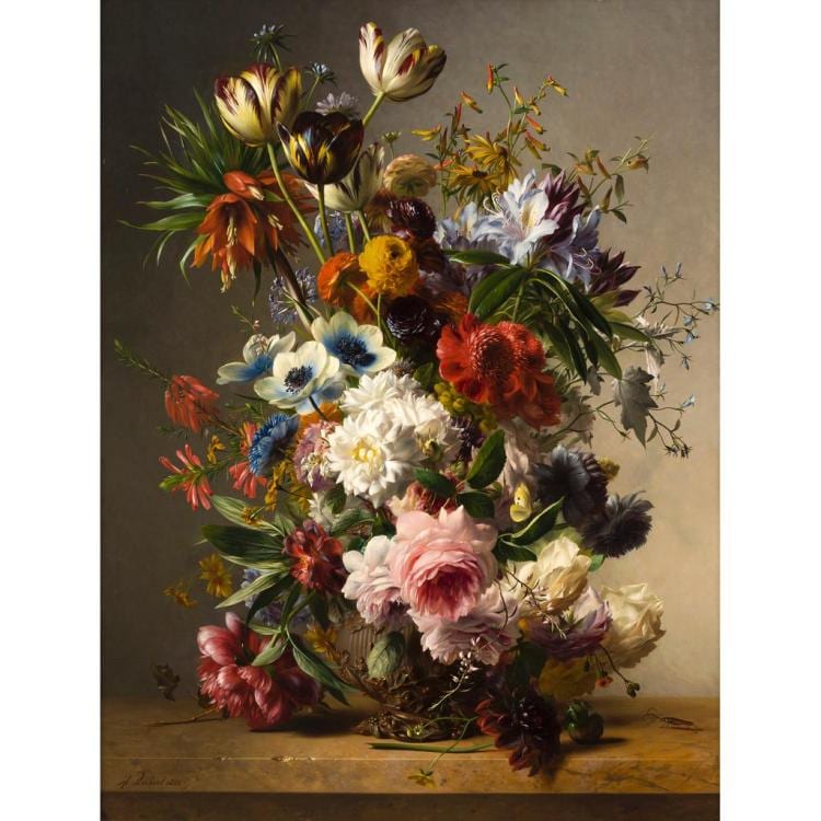 Hendrik Reekers comparable auction result: hendrik reekers dutch 1815 1854 still life of flowers on a stone ledge 77 5cm x 59cm 30 5in x 23 25in