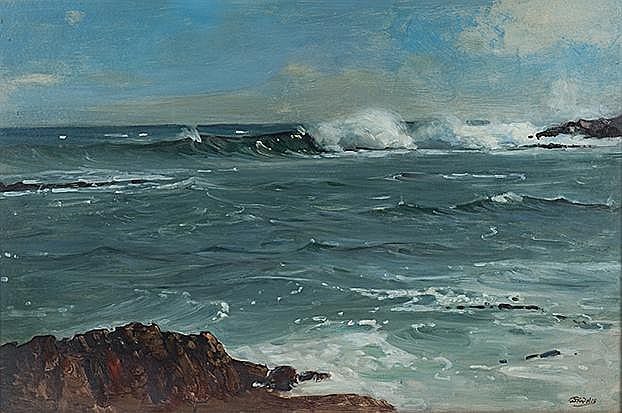 Walter Gilbert Wiles comparable auction result: walter gilbert wiles south african 1875 1966 breakers at knysna heads signed oil on board 49 5 by 75cm