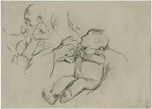 Kollwitz, Käthe: Mutter, ihr Kind stillend sold by Bassenge Auctions, lot 8144 — auction record photograph