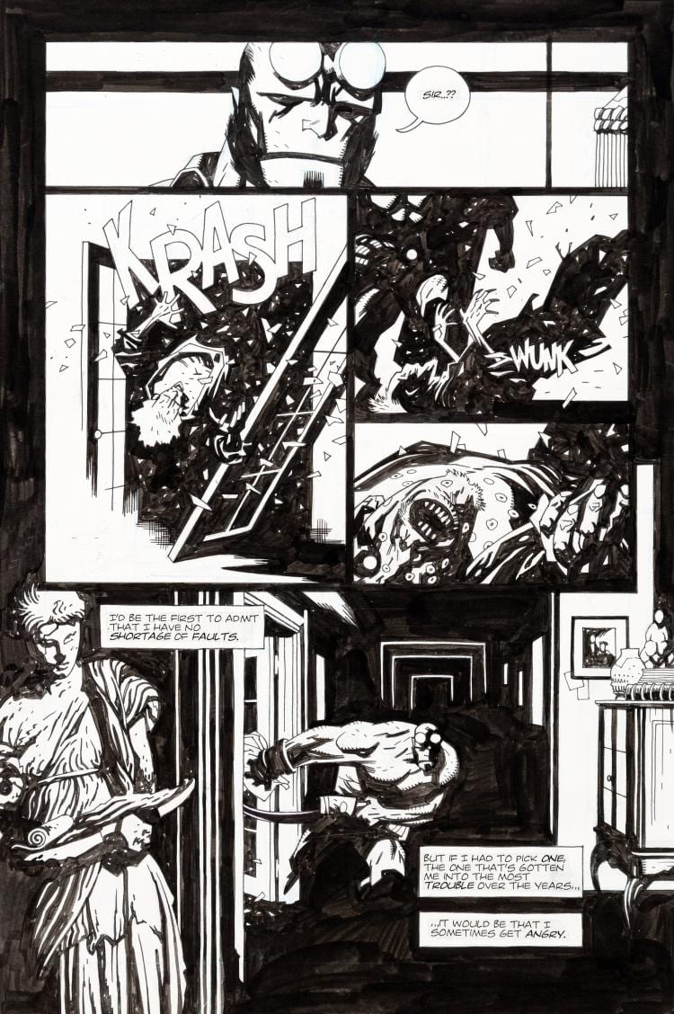 Mike Mignola comparable auction result: mike mignola hellboy seed of destruction 1 story page