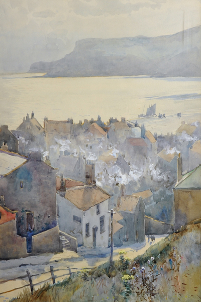 Ernest Dade comparable auction result: ernest dade 1868 1935 british a cornish village with shipping in the distance watercolour signed and dated 90 23 x 15