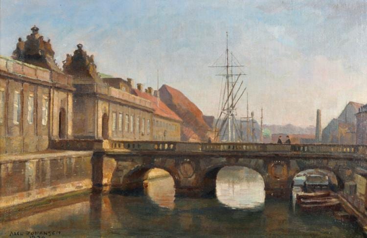 Axel Johansen comparable auction result: axel johansen 1872 1938 danish copenhagen a canal scene oil on canvas signed and dated 1930 10 75 x 16