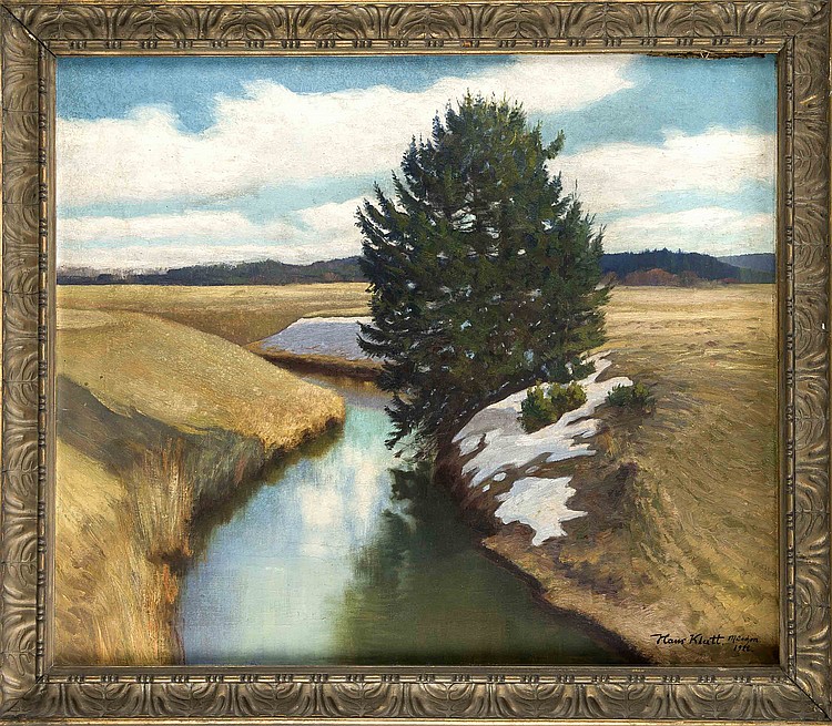 Hans Klatt comparable auction result: hans klatt 1876 1936 landschaft mit letztem schnee l lwd u re sign u dat m nchen 1922 62 x 74 cm ger 73 x 84 cm
