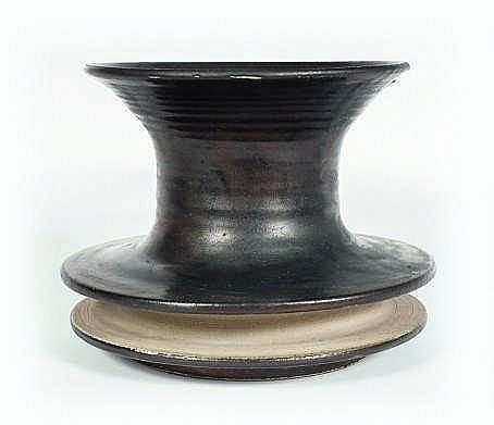 Jan van der (1931) Vaart comparable auction result: a double shouldered ceramic vase with grey and bronze coloured glaze