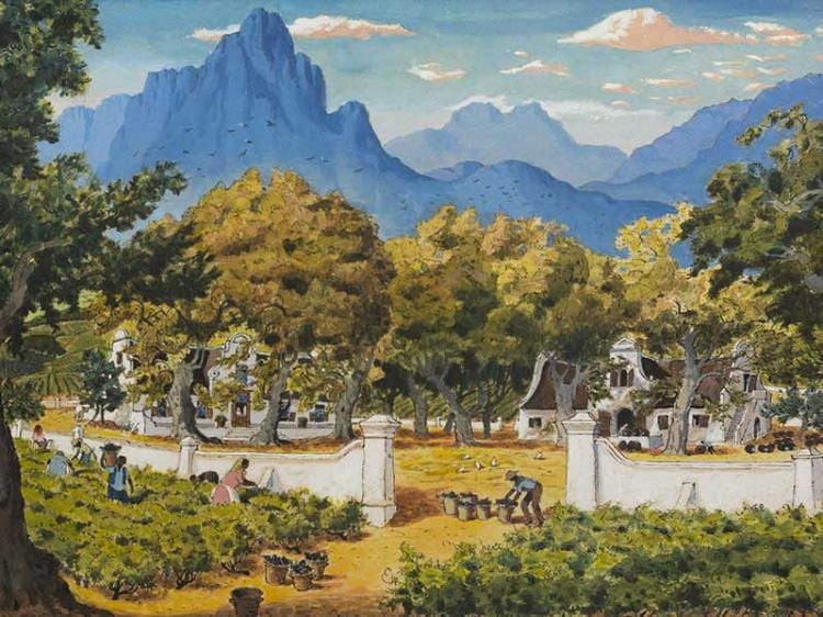 Leng Dixon comparable auction result: leng dixon sa 1916 1968 mixed media nederburg estate signed 50 x 67