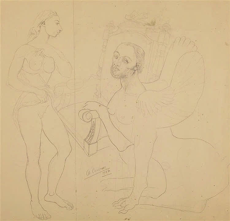 Alfred Courmes comparable auction result: alfred courmes 1898 1993 antigone et son pere aveugle 1957 mine de plo