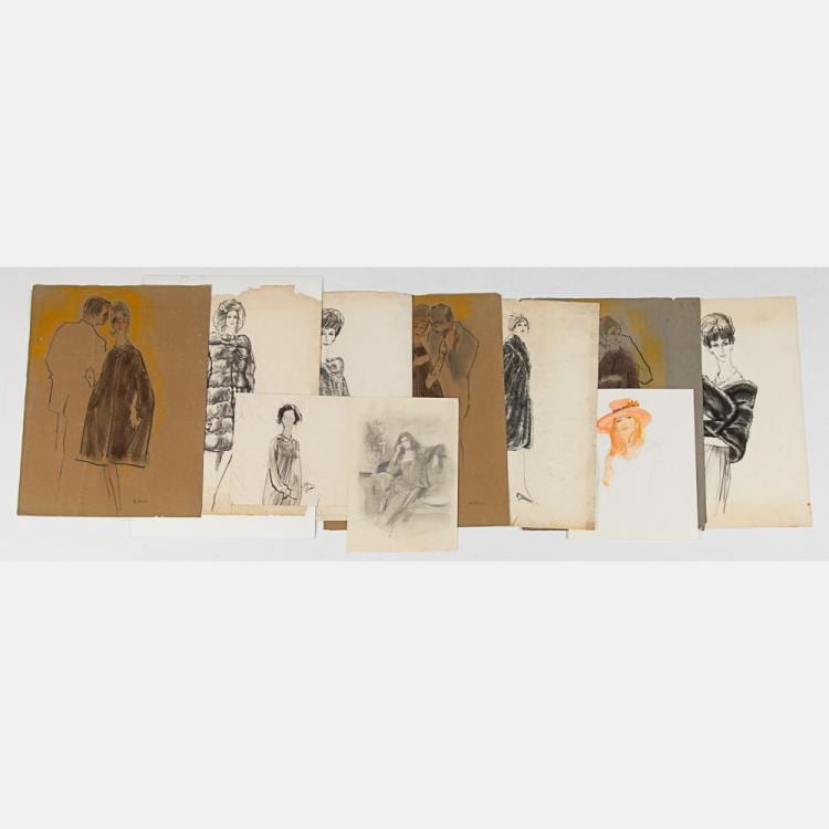 Marco De Marco comparable auction result: marco de marco 1918 2015 a collection of fashion illustrations charcoal and watercolor