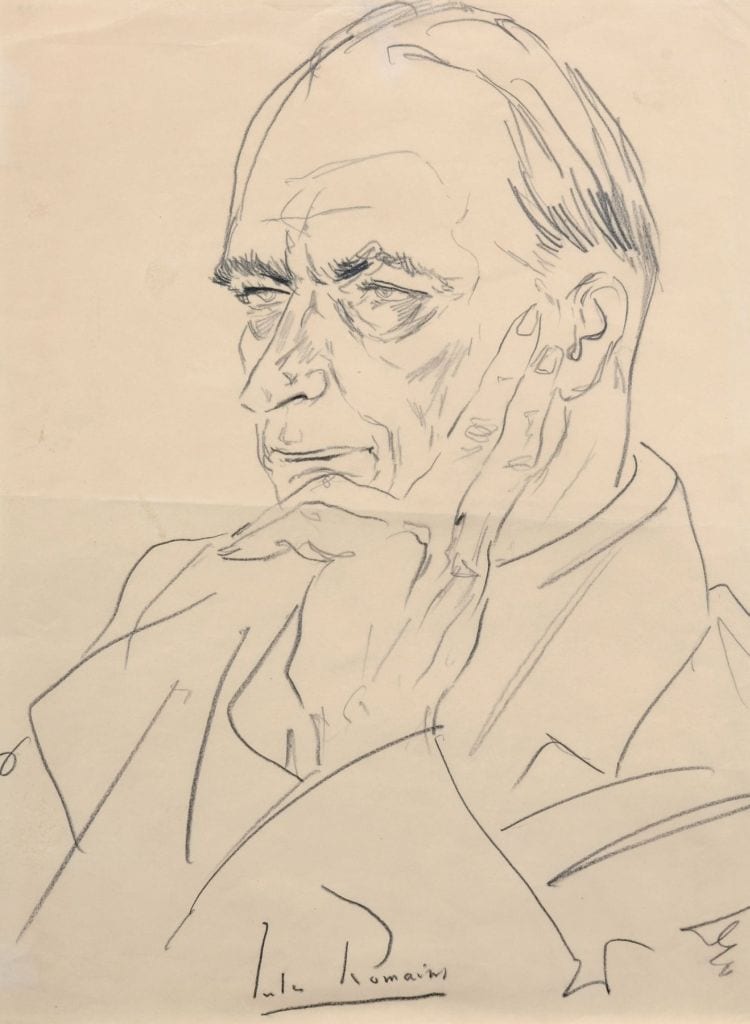 Benedikt Fred Dolbin comparable auction result: benedikt fred dolbin portrait jules romains mid 20th cent