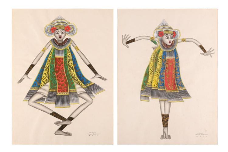 I Ketut Rudin comparable auction result: i ketut rudin 1918 two watercolours with balinese dancers both signed a