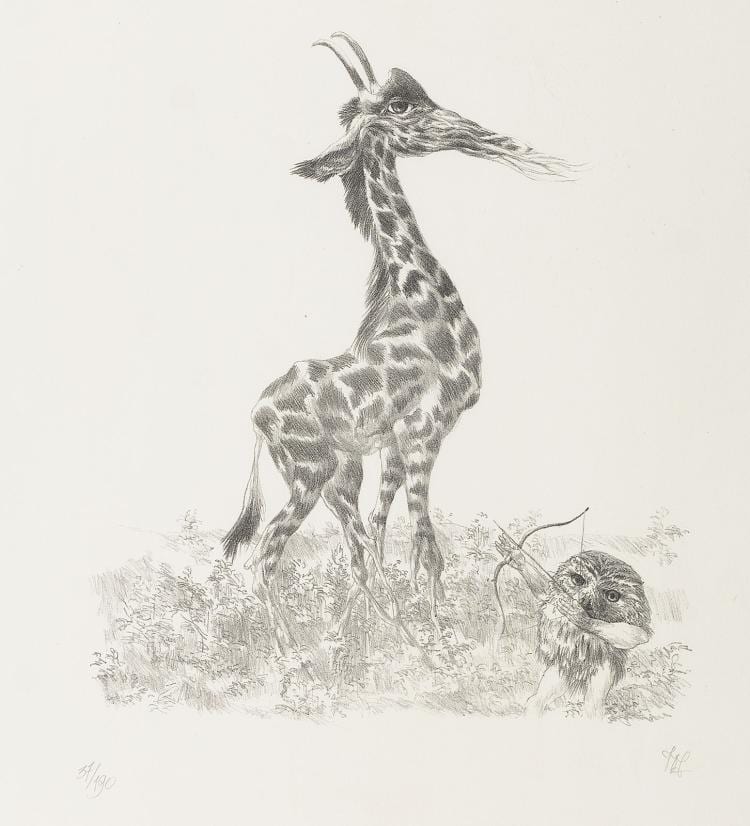 Peter Vos comparable auction result: the discovery of the giraffe by peter vos