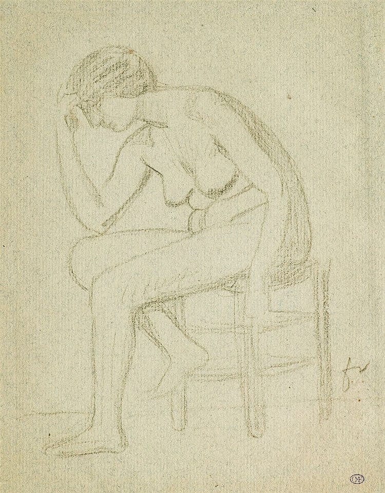 Felix Valloton comparable auction result: felix valloton 1865 1925 mod le f minin sur un tabouret mine de plo