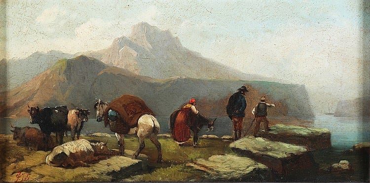 Faustino Joli comparable auction result: paesaggio con personaggi