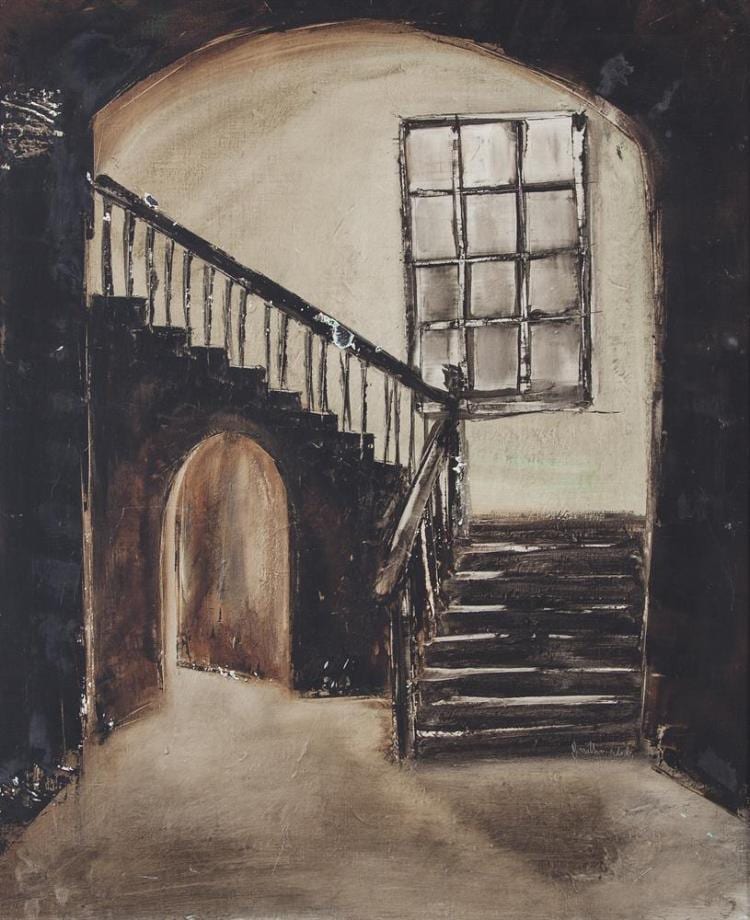 Jonathan Wade comparable auction result: jonathan wade 1941 1973 staircaseoil on board 64 x 53cmsigned inscribed j w 77 versoprovenance with lincoln gallery dublin