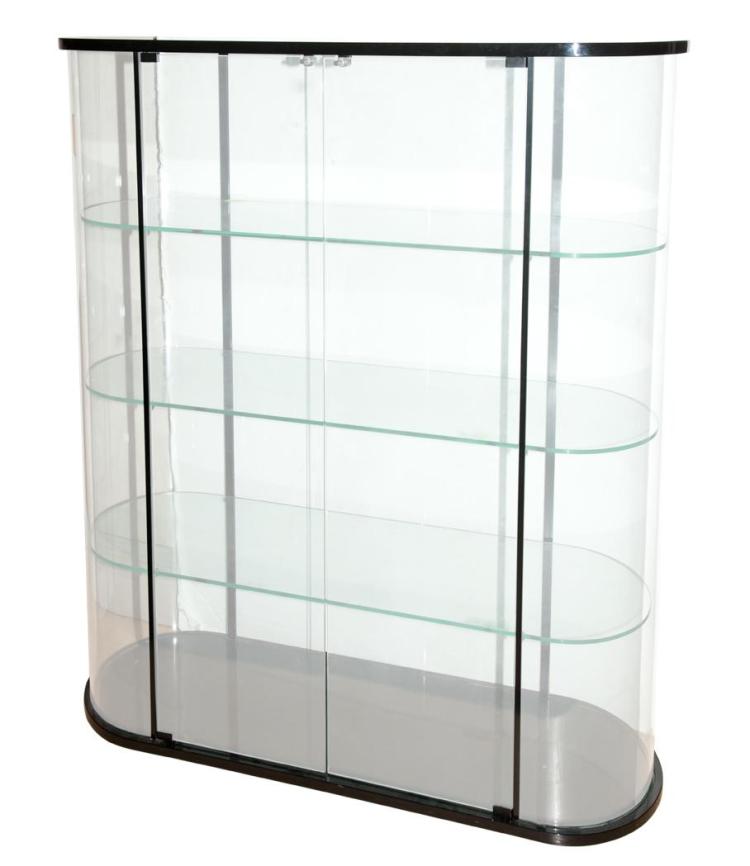 Vittorio Livi Ellisse Glass and Lacquered Wood Vitrine sold by DOYLE Auctioneers & Appraisers, lot 428 — auction record photograph