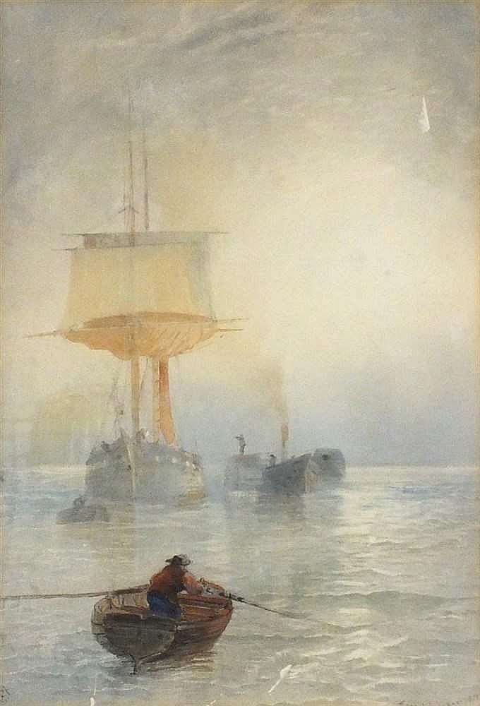 George Whitaker comparable auction result: george whitaker 1834 1874 watercolour a brigantine at anchor approached