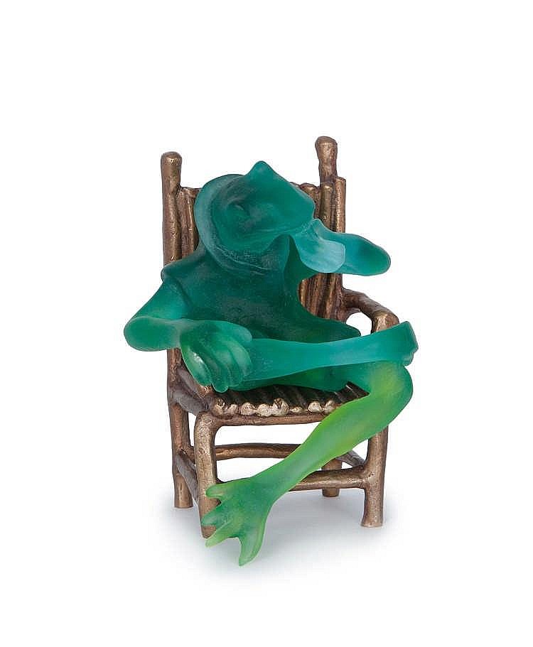 Gilles de Kerversau comparable auction result: gilles de kerversau 1949 et cristallerie daum grenouille philosophe sculpture en p te de verre et chaise bronze dor bo te d origine h 16 cm