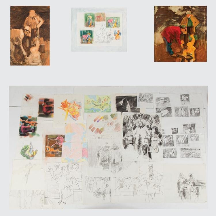 Marco De Marco comparable auction result: marco de marco 1918 2015 a group of three studies depicting fishermen two oil on canvas and one pastel on paper mounted on canvas