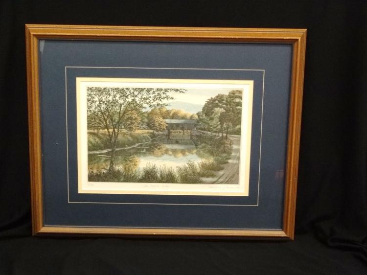 Kathleen Cantin comparable auction result: kathleen cantin signed lithograph the covered bridge
