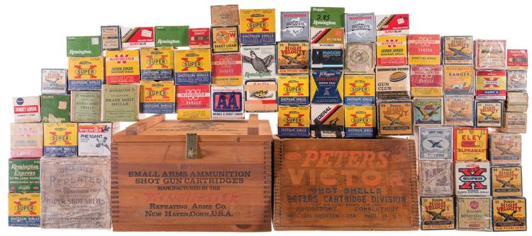 Large Grouping of Shotgun Ammunition and Two Wooden Crates sold by Rock Island Auction Company, lot 834 — auction record photograph
