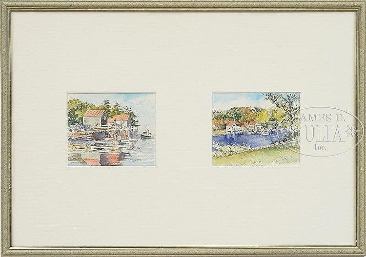 John A Neff comparable auction result: john a neff american 1926 six works back cove 2 pemaquid point light lobster float morning chat low tide