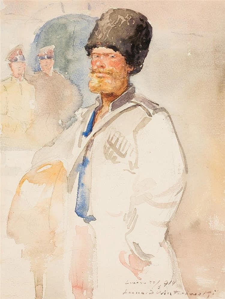 Leonard Winterowski comparable auction result: leonard winterowski 1886 1927 cossack watercolour signed