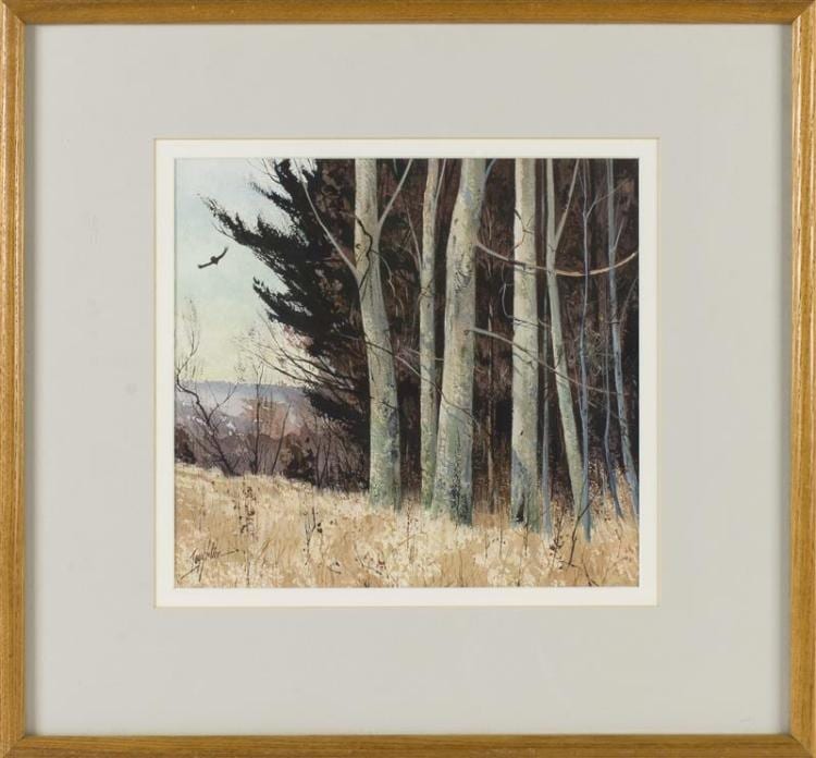 John Leo Loughlin comparable auction result: john leo loughlin massachusetts 1931 2004 a stand of trees watercolor on paper 11 5 x 12 5 framed 21 x 22
