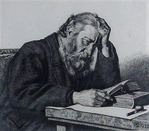 Paul Drury comparable auction result: c 1932 paul drury etching of old man reading