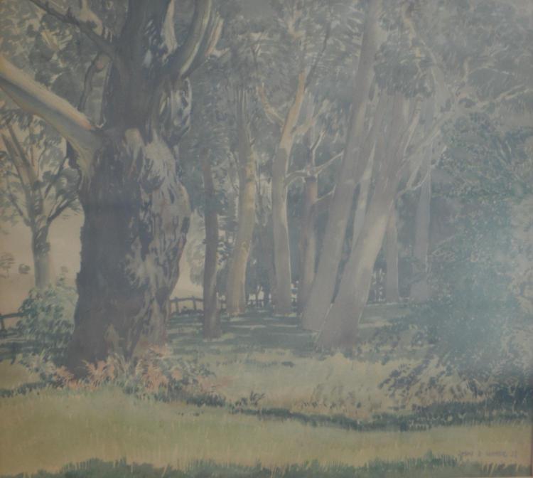 John D. Moore comparable auction result: john d moore sunlit trees 1922 watercolour 28 5 x 34cm
