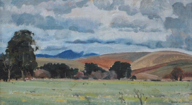 John D. Moore comparable auction result: john d moore stormy landscape 1932 oil on canvas board 19 x 35cm