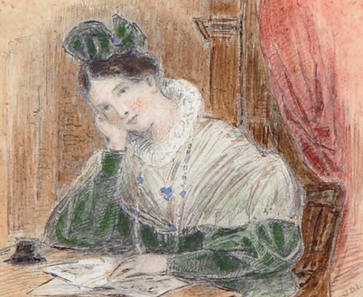 james dromgole linton 1840 1916 british study of a lady reading watercolour signed with initials and inscribed on a label on the reverse unframed 2 x 2 5 · John Nicholson's Fine Art Auctioneers & Valuers · 2017-02-01 James Dromgole Linton comparable auction result: james dromgole linton 1840 1916 british study of a lady reading watercolour signed with initials and inscribed on a label on the reverse unframed 2 x 2 5
