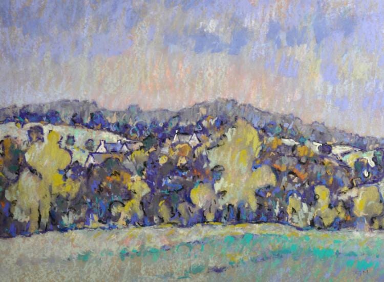 Gerald Edward Moira comparable auction result: gerald edward moira 1867 1959 british a mountainous landscape with cottages in the distance mixed media signed with initials unframed 22 x 29 5