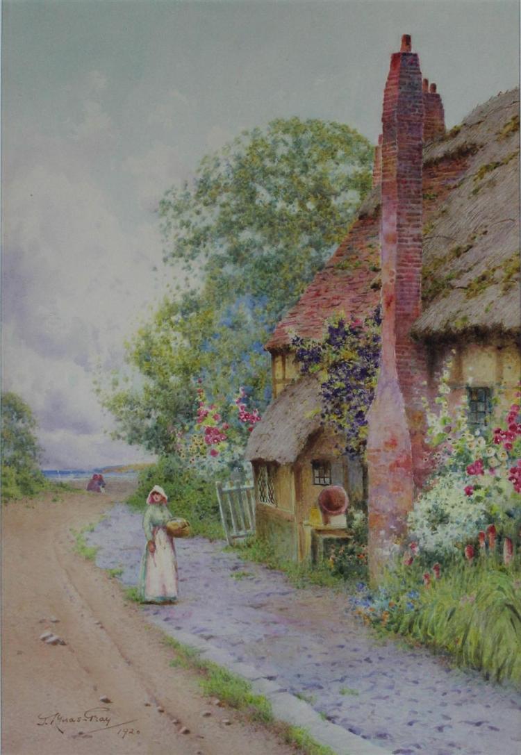 John Lynas-Gray comparable auction result: john abernethy lynas gray british 1869 circa 1940 cottage 1920 watercolor 20 x 14 in sight