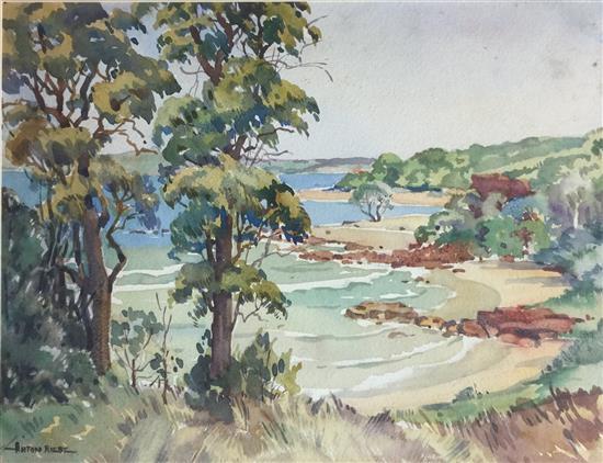 Anton David Riebe comparable auction result: anton david riebe 1905 1986 coastal landscape watercolour