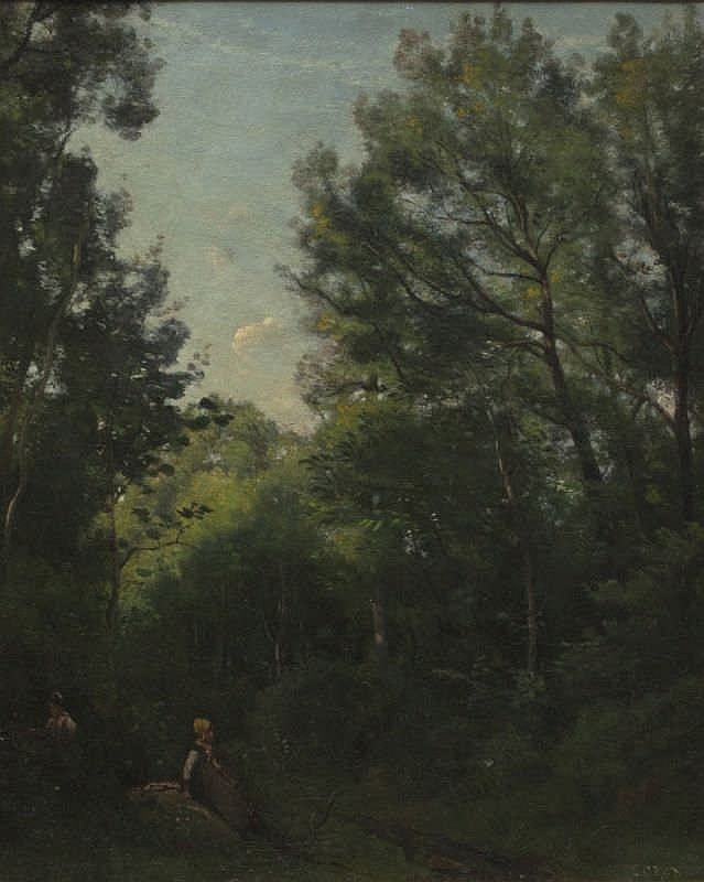 Jean-Baptiste Camille Corot, Montfermeil. Le repos des ramasseuses de bois comparable sale