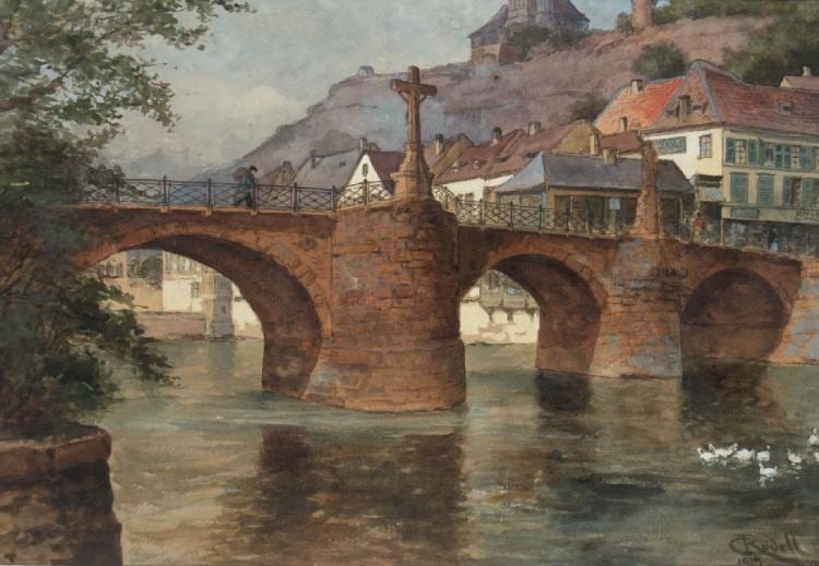 Carl Rüdell comparable auction result: carl r dell die alte nahebr cke in bad kreuznach