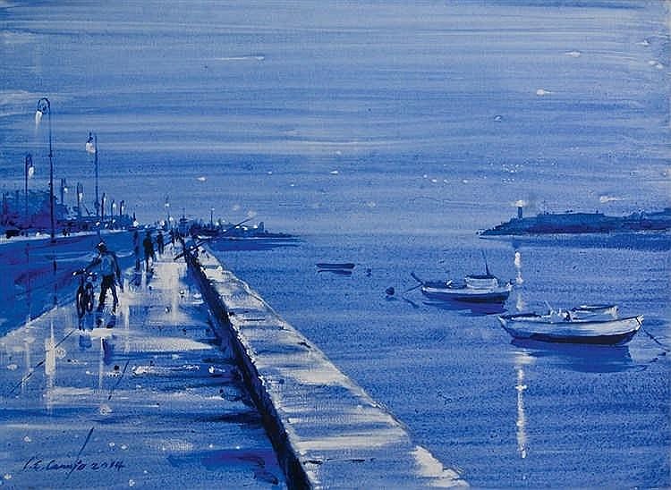Luis Enrique Camejo comparable auction result: luis enrique camejo ne en 1971 malecon azul 2014 acrylique sur toile