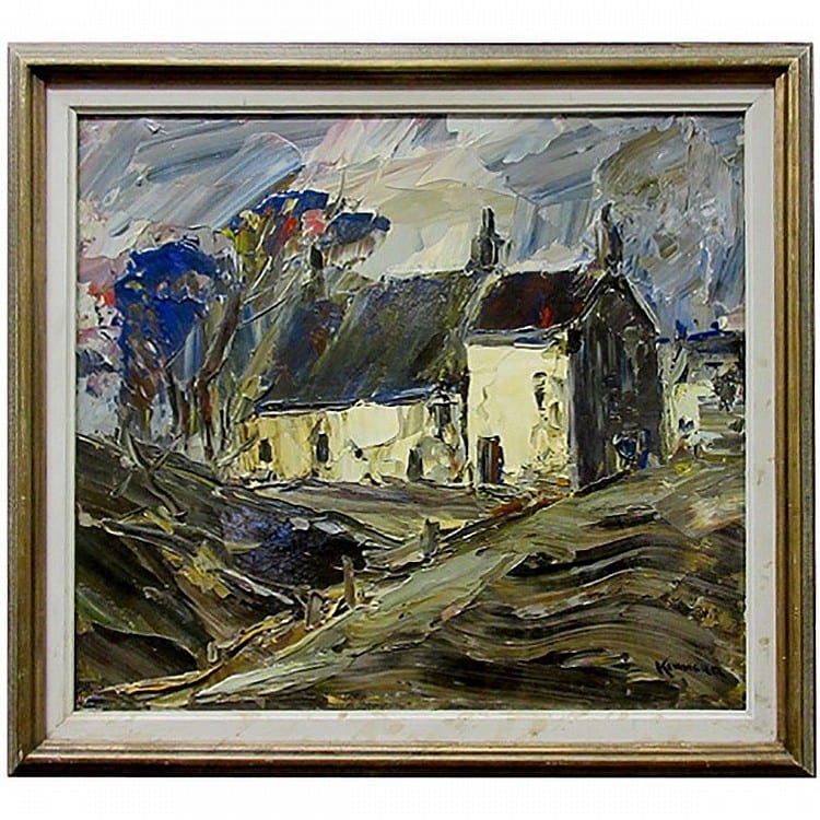 John H. Kinnear comparable auction result: john h kinnear canadian 1920 2003 october s cottageoil on masonite signed lower right signed titled and dated 76 verso18 x 20 45 7 x 50 8 cm estimate 125 175