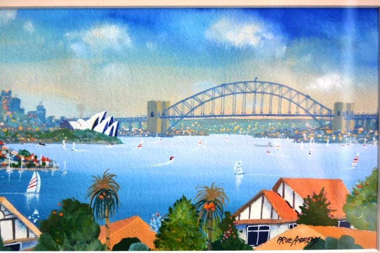 Prue Andrews comparable auction result: prue andrews harbour view gouache signed 12 x 20cm