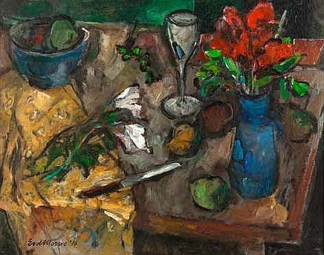 Eben van der Merwe comparable auction result: eben van der merwe south african 1932 still life composition signed and