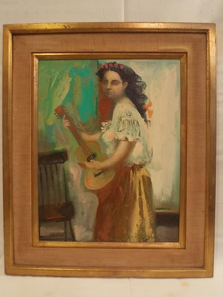 BYRON BROWNE OIL PAINTING OF GUITARIST sold by Americana Auctions, lot 144 — auction record photograph