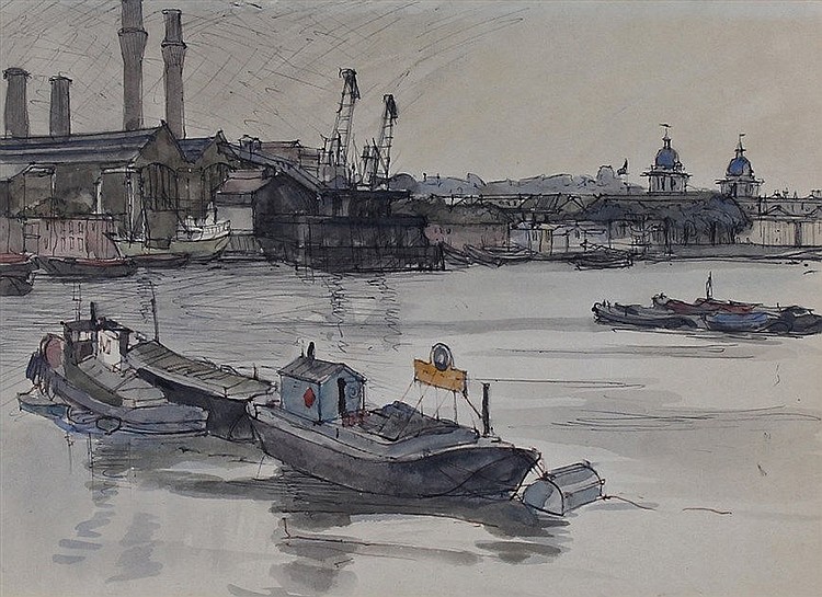 fyffe christie 1918 1979 thames at greenwich pen and watercolour 34x25c · Bishop & Miller Auctioneers · 2017-02-25 Fyffe W. G. Christie comparable auction result: fyffe christie 1918 1979 thames at greenwich pen and watercolour 34x25c