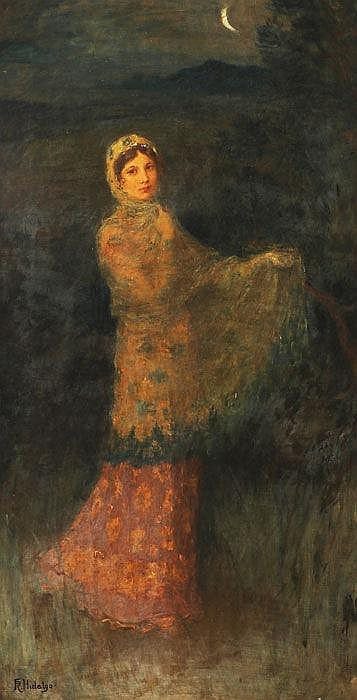 Felix Resurreccion Hidalgo (1855-1913) A Lady in the Moonlight comparable sale