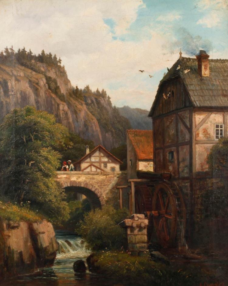 Adolf Chevalier comparable auction result: adolf chevalier gebirgslandschaft mit wasserm hle
