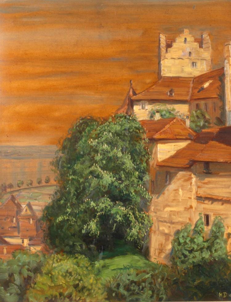 Hans (1881) Dieter comparable auction result: hans dieter ansicht meersburg am bodensee