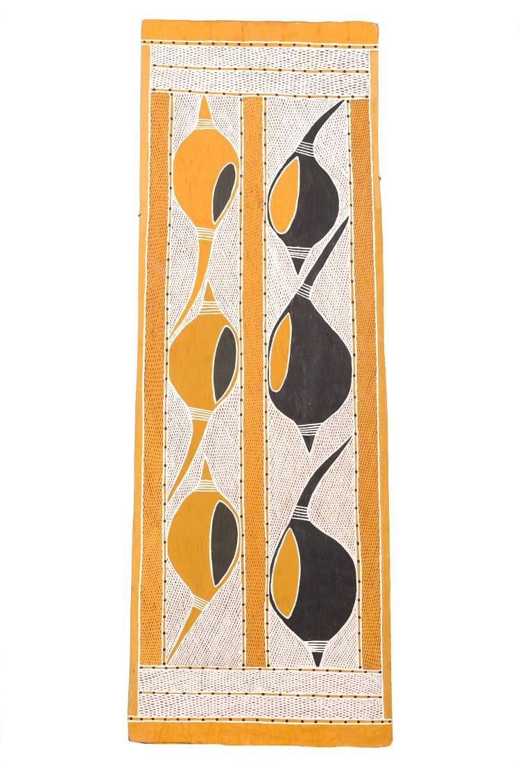 Jimmy Wululu comparable auction result: jimmy wululu 1936 2005 conch shell 1994 natural earth pigments on eucalyptus bark
